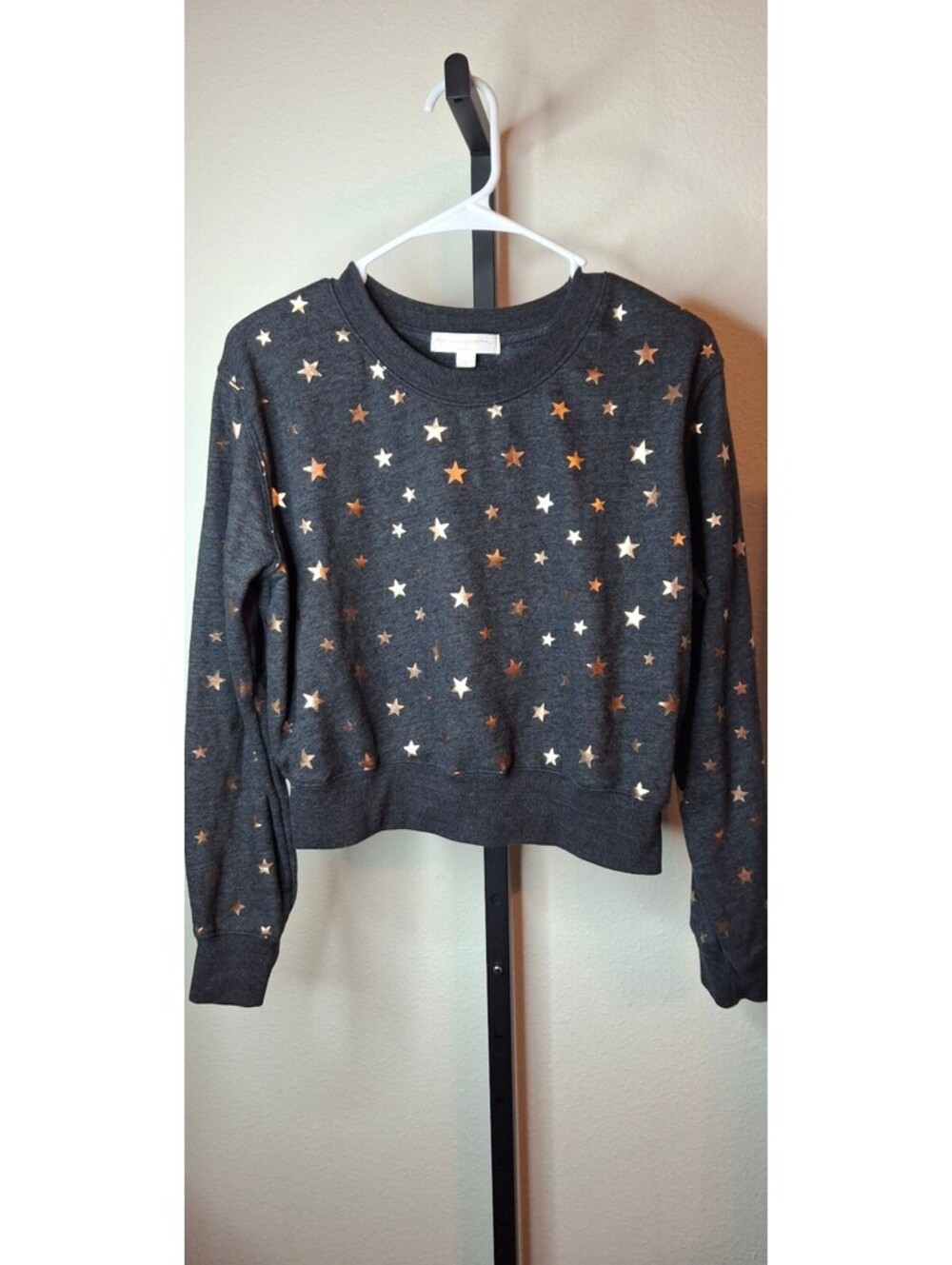 Spiritual Gangster Charcoal Gray Sweatshirt with Rose Gold Stars